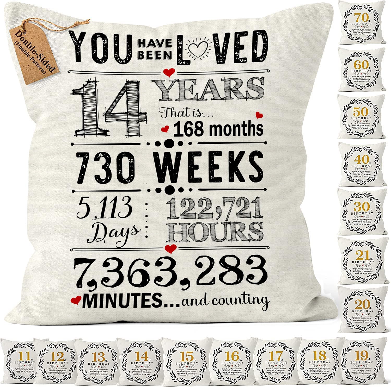 Kies CROWNLY® (Double-Sided) 14th Birthday Gifts for Girls & Boys Cushion Cover 18x18 Inches Party Decorations Popular Gift