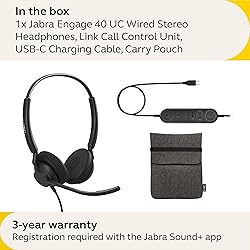 Jabra Engage 40 Wired Stereo Headset with Inline