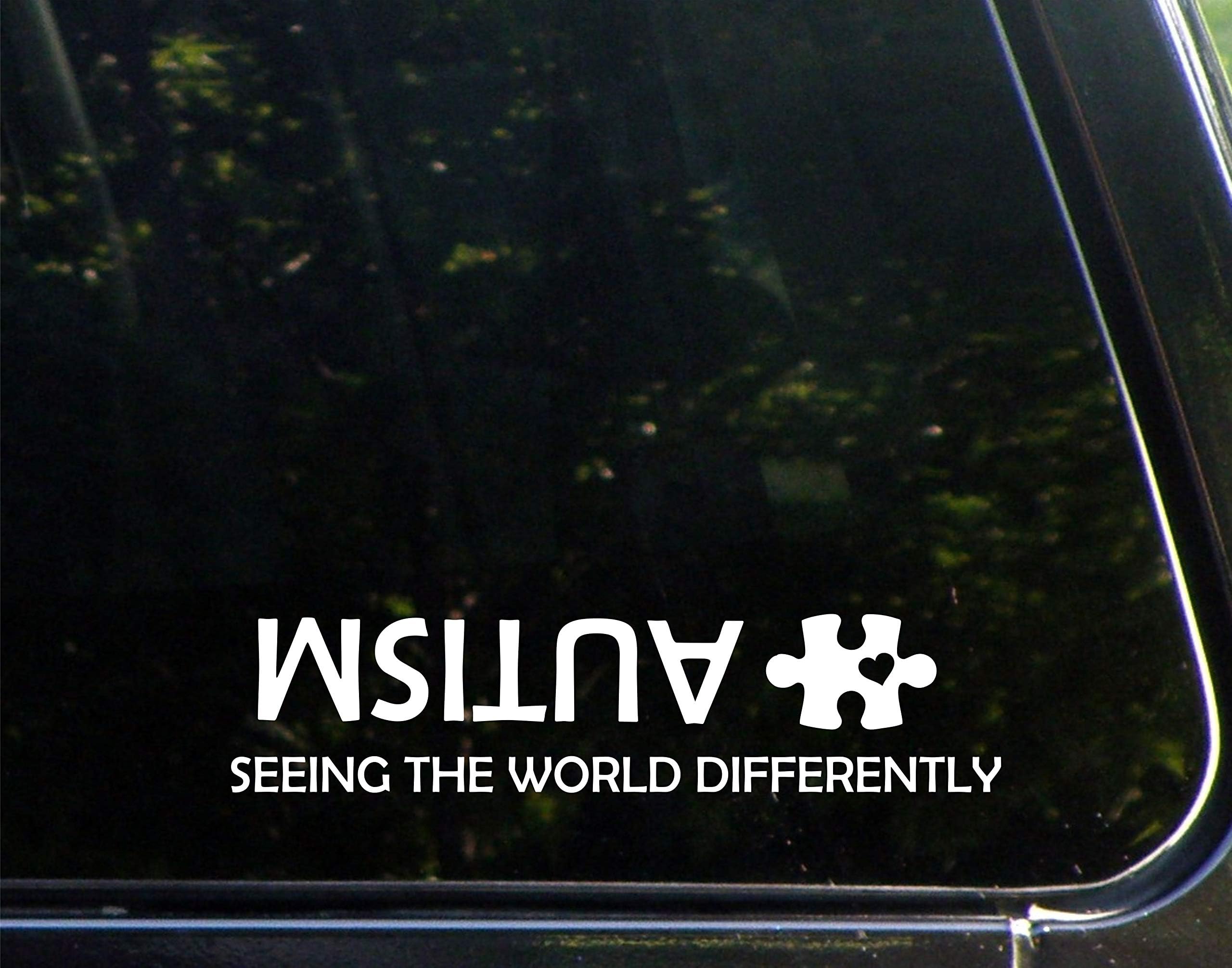 Sign Depot Autism Seeing The World Differently - 8-3/4" x 2" - Vinyl Dye Cut Decal Bumper Sticker