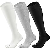 Blicount Cotton Compression Socks for Women&Men 15-20mmHg Knee High Cute Support Sock for Nurses, Pregnant Women, Travel
