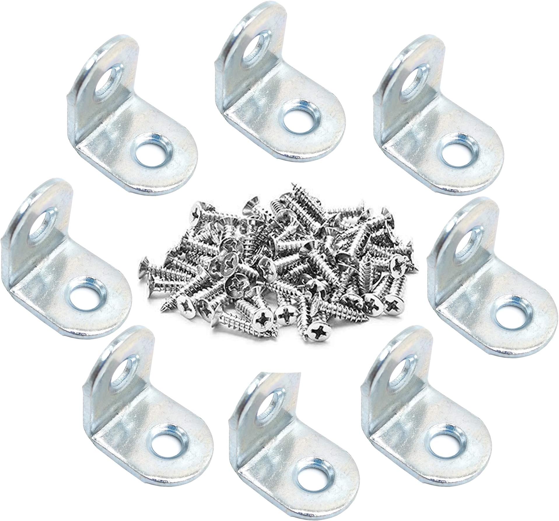 Lofekea 80 Pack Corner Angle Bracket,20mm x 20mm Corner Brace Silver Tone Joint Bracket Fastener with Screws