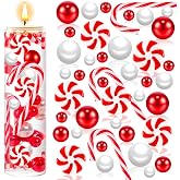 120Pcs Christmas Vase Filler, White and Red Candy Cane Decor, Christmas Floating Vase Fillers for Home Table Centerpieces Decorations