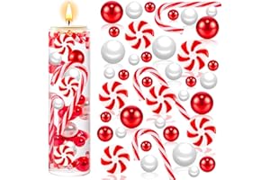 ZHWKMYP 120Pcs Christmas Vase Filler, White and Red Candy Cane Decor, Christmas Floating Vase Fillers for Home Table Centerpieces Decorations