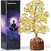 Citrine Crystal Healing Chakra Tree of Life, Sister Women Birthday Spiritual Gifts Gemstone Positive Energy & Good Luck, Bonsai Gem Stone Feng Shui Money Tree House Home Office Room Desk Decor