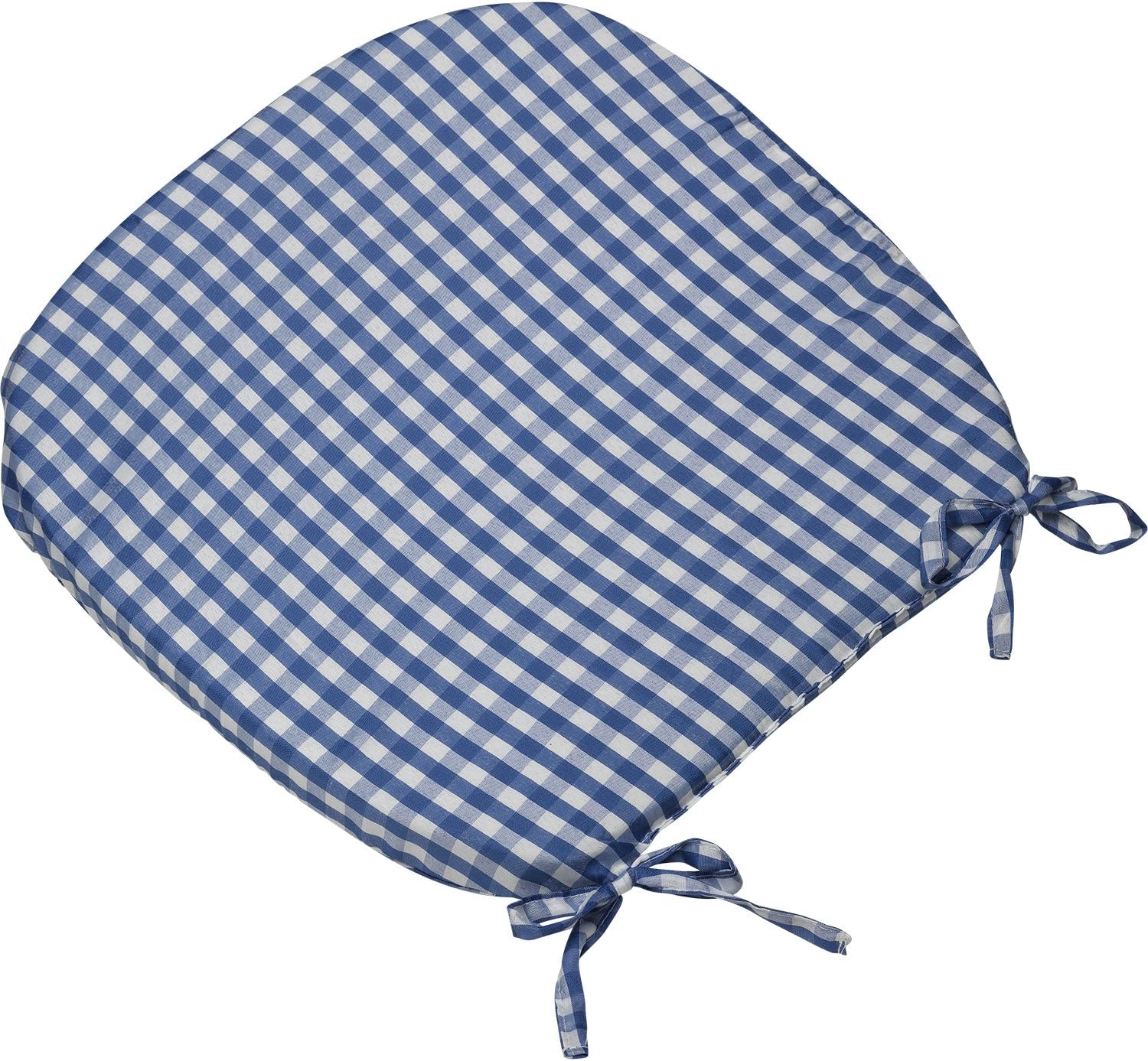Classic Home Store Gingham Check Single Round Seat Pad Outdoor Garden