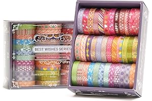 Songdao Lot de 36 rouleaux de ruban adhésif Washi fin en feuille d'or avec motifs basiques pour travaux manuels, scrapbooking