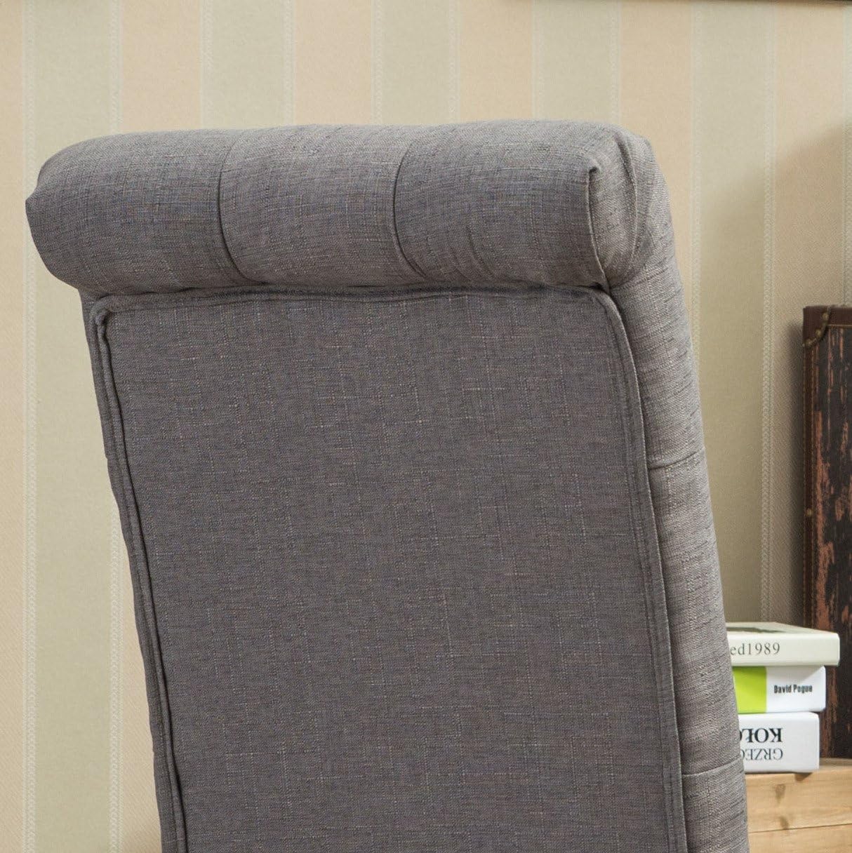 Roundhill Furniture Habit Grey Solid Wood Tufted Parsons Dining Chair (Set of 2), Gray - Chairs