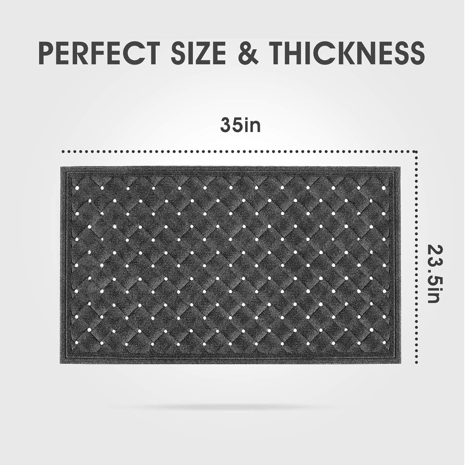 Outside Inside Front Door Mat - 35”x23.5” Durable Rubber Door Mat Entrance Welcome Rug Heavy Duty Floor Mat for Entry, Patio, Back Door (Dark Grey): Kitchen & Dining