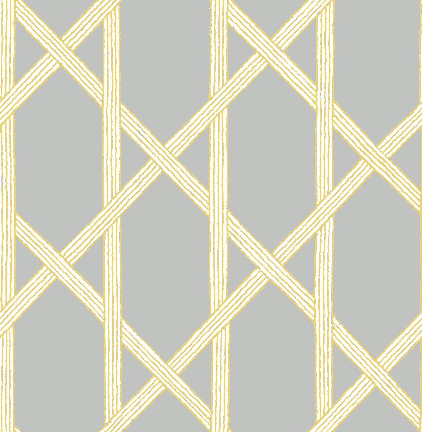 BHF FD22423 Kj Azmaara Mandara Trellis Wallpaper - Grey/Yellow