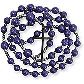 Nazareth Store Jasper Rosary Necklace – Catholic Handmade Rosary with Stone Beads, Hematite Spacers, and Black Alloy Cross – Durable Prayer Beads for Men and Women