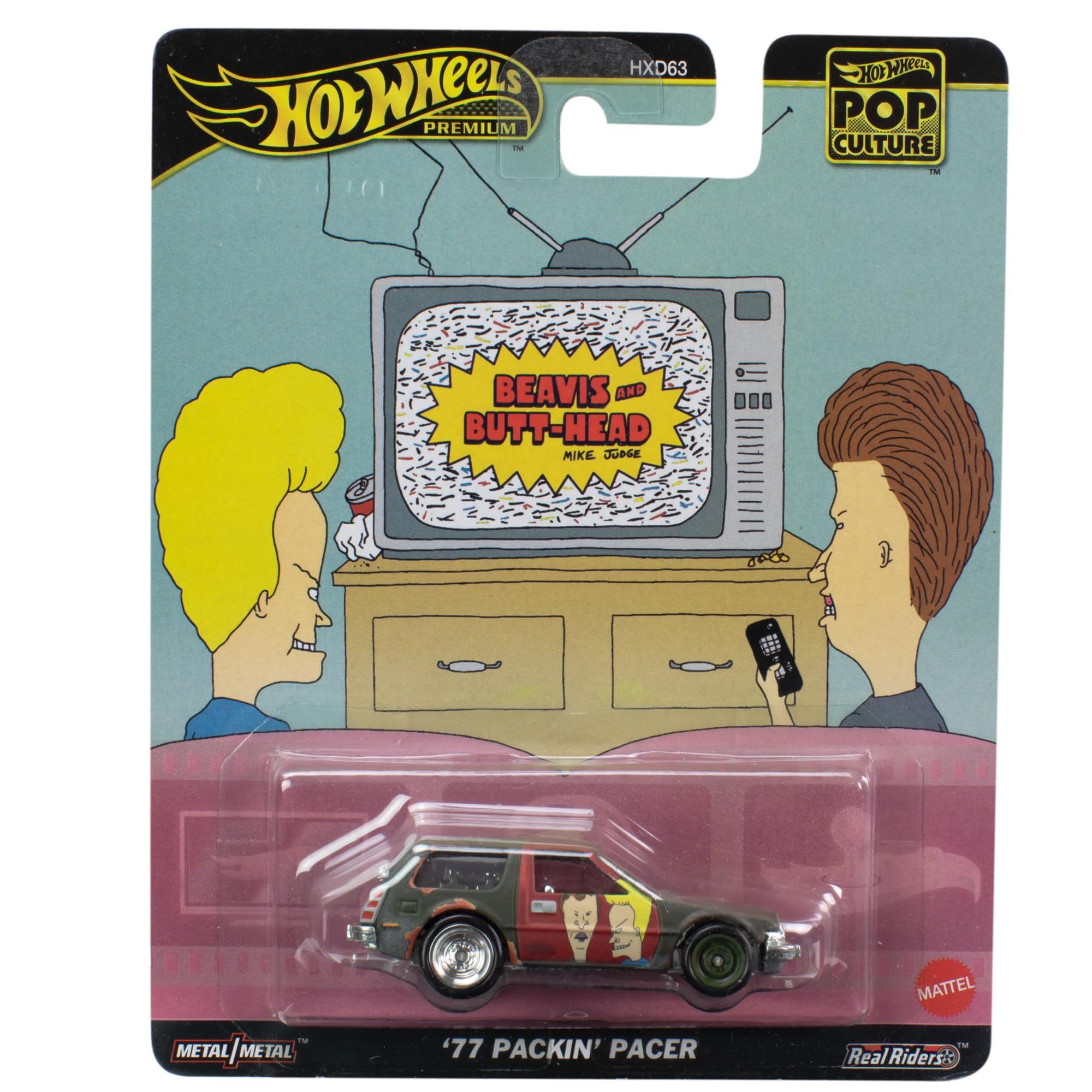 Hot Wheels Beavis 77 Packing Pacer Car Model – Die Cast Scale 1:64 – Length 7 cm – HVJ43 – Pop Culture Series