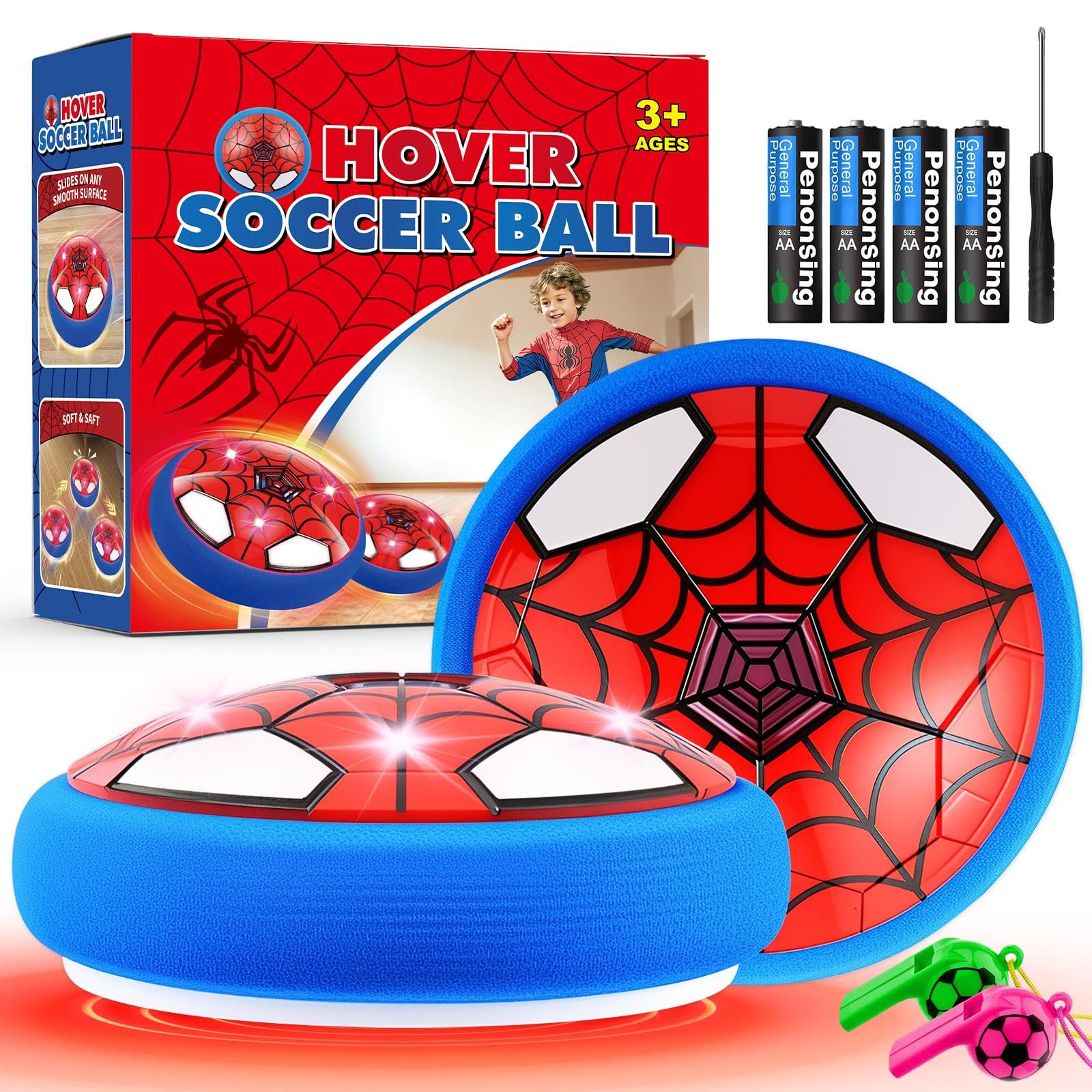 Hover Soccer Ball for Kids, Soccer Toys for Boys 4 5 6 7 8 9 LED Football Toys Gifts for Boys Kids LED Air Power Football