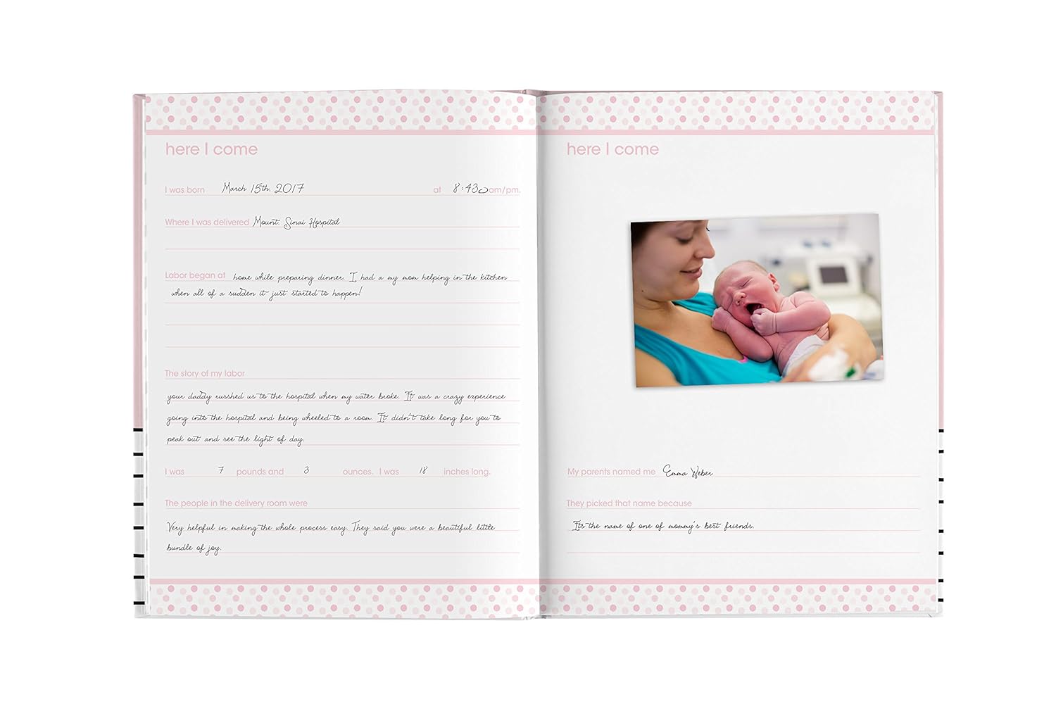 Pearhead Hello Beautiful First 5 Years Baby Memory Book with Photo Insert, Baby Shower Gift Pink : Baby