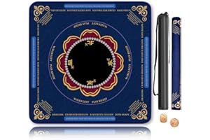 HYXFJITS Mahjong Mat for Table, Non-Slip Noise Reduction Mahjong Table Cove 32×32 Inch Portable Gaming Mat for Poker/Cards/Board Games/Tile Games, Mahjong Tablecloth with Carrying Bag (Dark Blue)