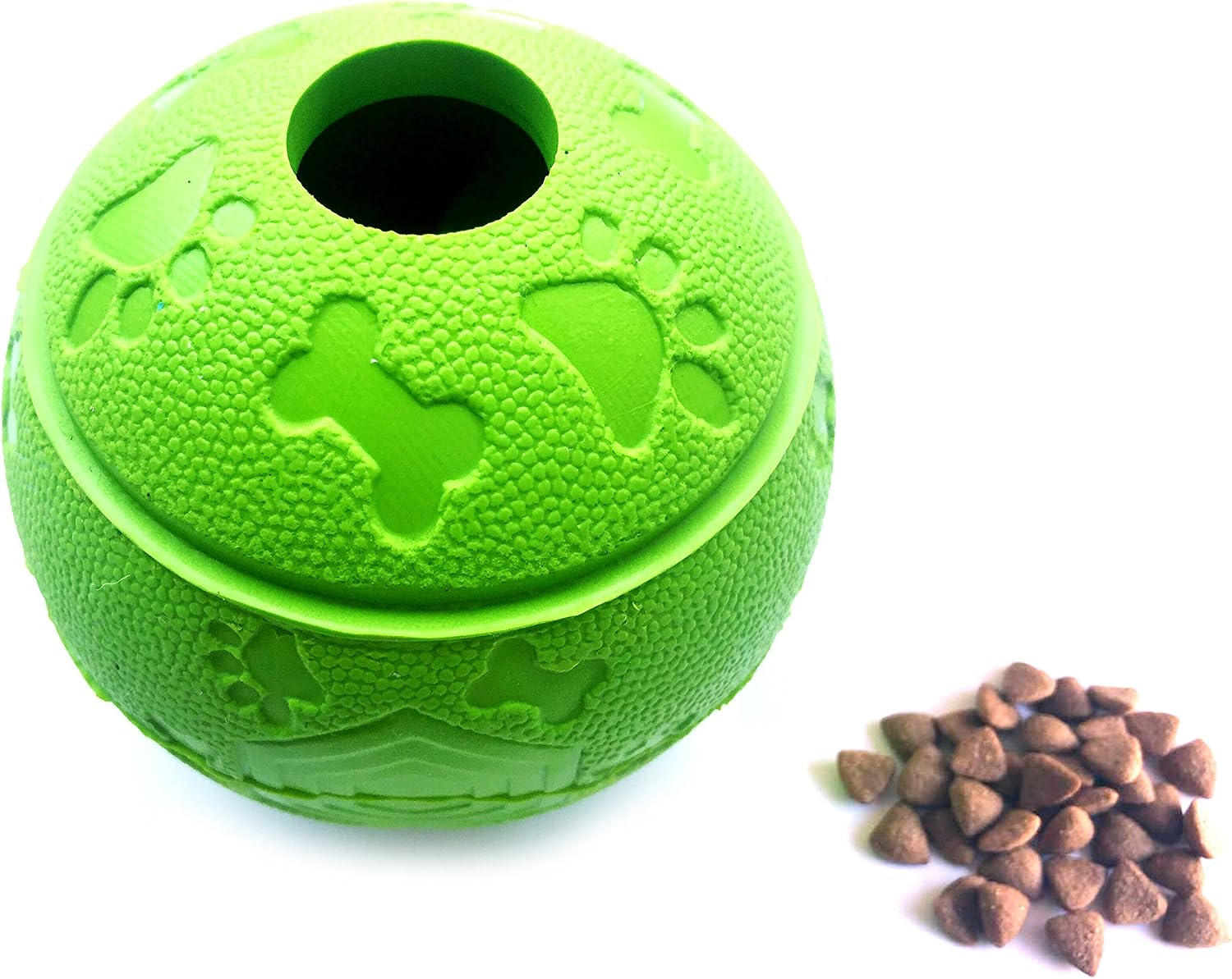 Feixun Interactive Dog Toy - Rubber Food and Tooth Cleaning Ball, 7.6-8.1cm (1*Green Type A + 1* Green Type B) - Image 3