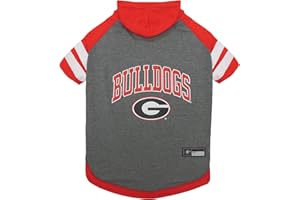 PETS FIRST NCAA GEORGIA BULLDOGS HOODIE for DOGS & CATS, LARGE COLLEGIATE Licensed DOG HOODY Tee Shirt. Sports HOODY T-Shirt for Pets. COLLEGE Sporty Dog Hoodie Shirt.