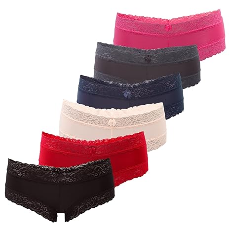 Fabio Farini Hipster Pantys Damen, mit Spitze besetzt, Panties im 6er Pack