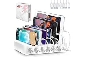 Poweroni USB Charging Dock - 6-Port - Fast Charging Station for Multiple Devices Apple - Multi Device Charger Station - Compatible with Apple iPad iPhone and Android Cell Phone and Tablet