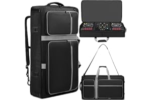 Aleemin DJ Controller Case Compatible with RX/XDJ-RX2 / XDJ-RX3 / MCX8000 / PRIME 4+, DJ Carrying Case Padded with Multi-pocket, DJ Soft Case for DJ Controller & Accessories