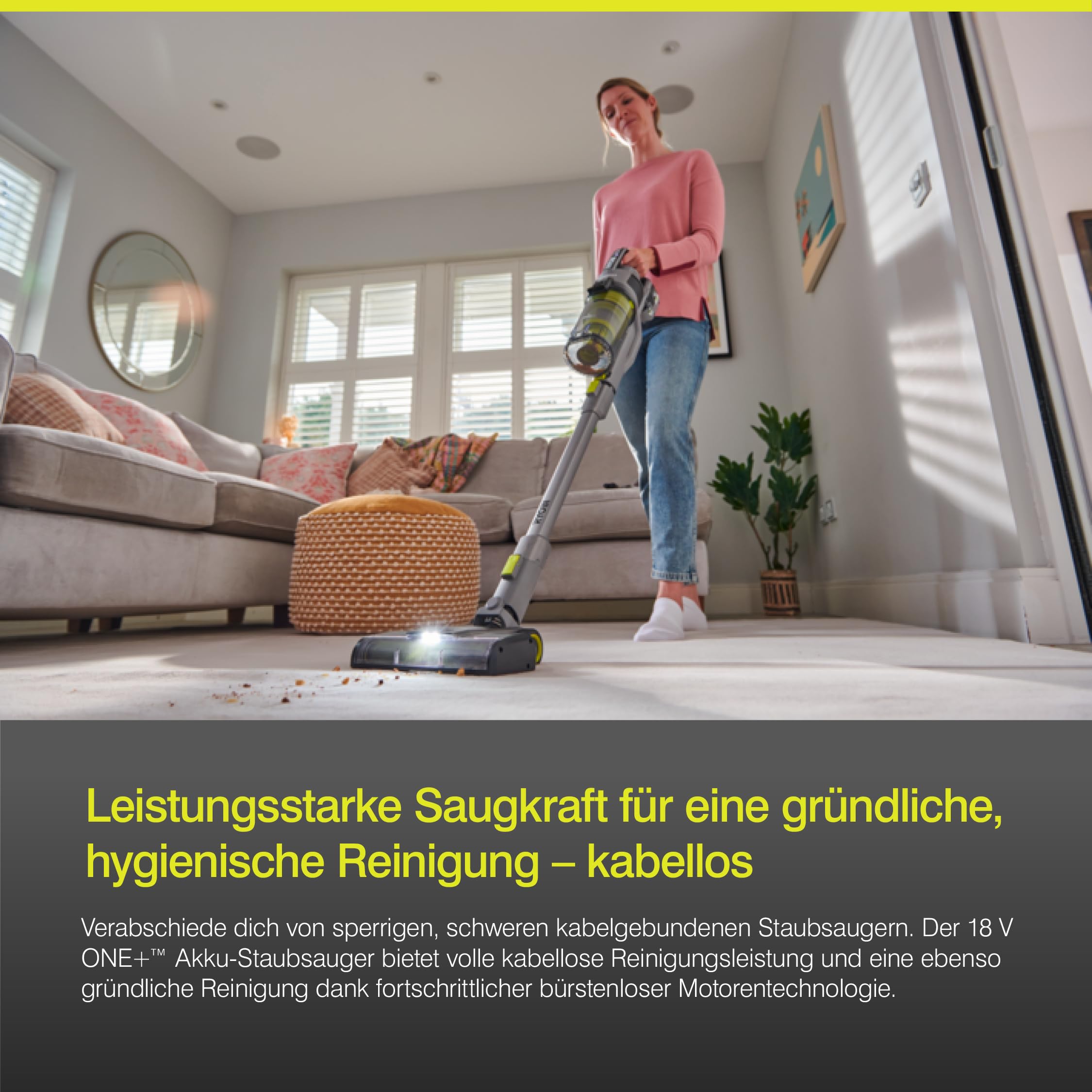 RYOBI 18 V ONE+ Brushless Akku-Staubsauger RSVS18BL-1C40G, 90 AW Saugleistung, bürstenloser Motor, Dual-Zyklon-Filtration, HEPA-Filter, LED-Düse, inkl. 4,0 Ah Akku und 2,0 A Ladegerät, Anthrazit 3