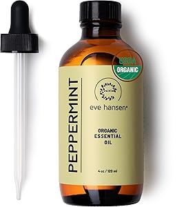 Eve Hansen USDA Certified Organic Peppermint Essential Oil | Huge 4 oz Mentha PIPERITA Stress Relief Essential Oil for Relaxation | Aromatherapy Oil for Diffuser and Pure Essential Oil for Home Use