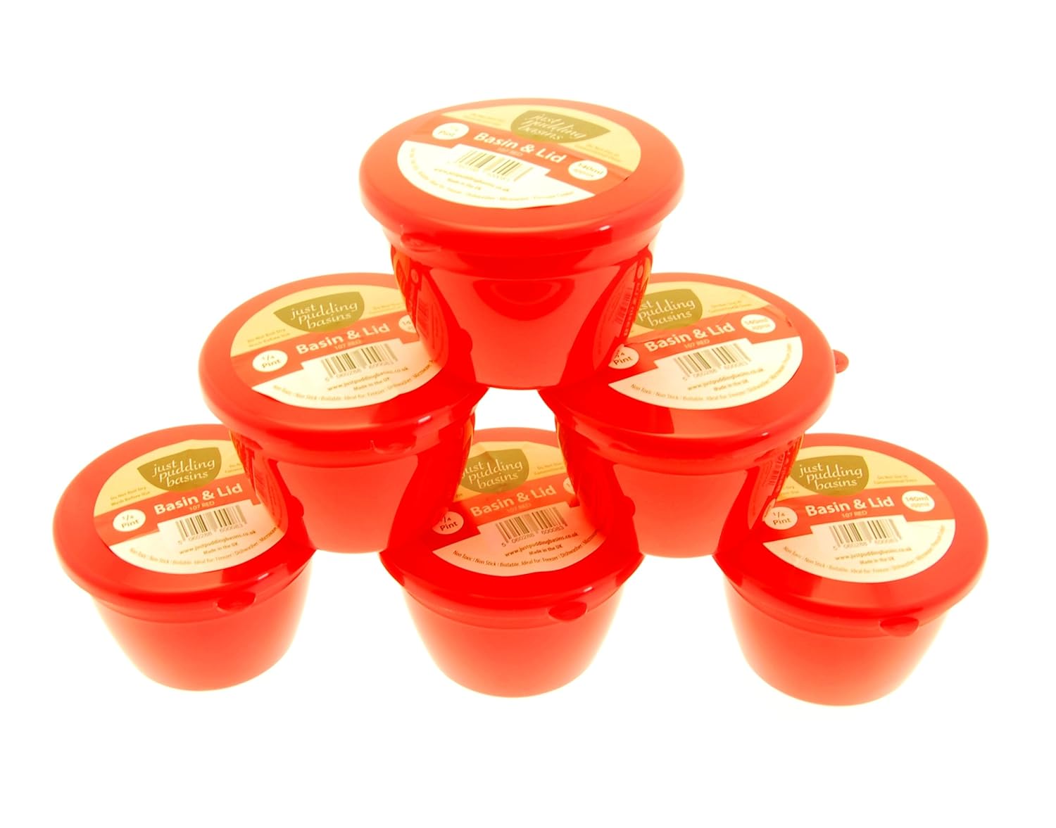 Just Pudding Basins Limited Multipack Red 1/4Pint, 140ml Basin (6 Pack