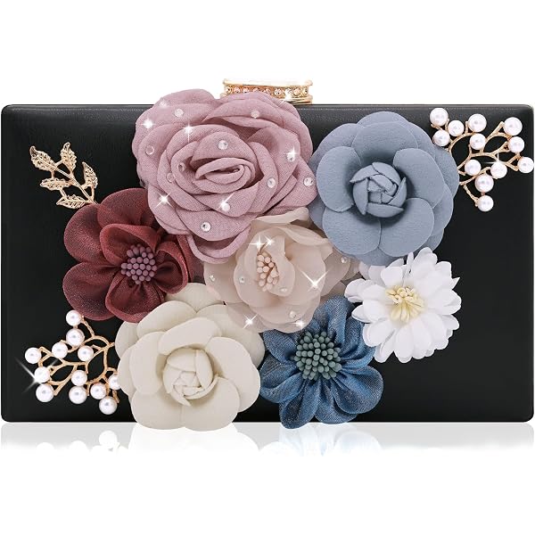 Womens Evening Bag with Rhinestone Crystal Flower Closure  display picture 2