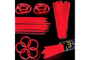 XIAWALANGZHUO 100 pk 8" Glow Sticks Bulk Party Favors, Light up Glow Necklaces & Bracelets in the Dark Party Supplies For Christmas Halloween 4th of July Birthday Neon Party (100 * Red)