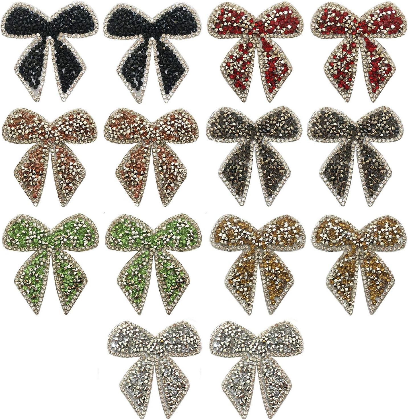 Yazon Bows Rhinestone Pacthes Iron on Applique Patch 14pcs …