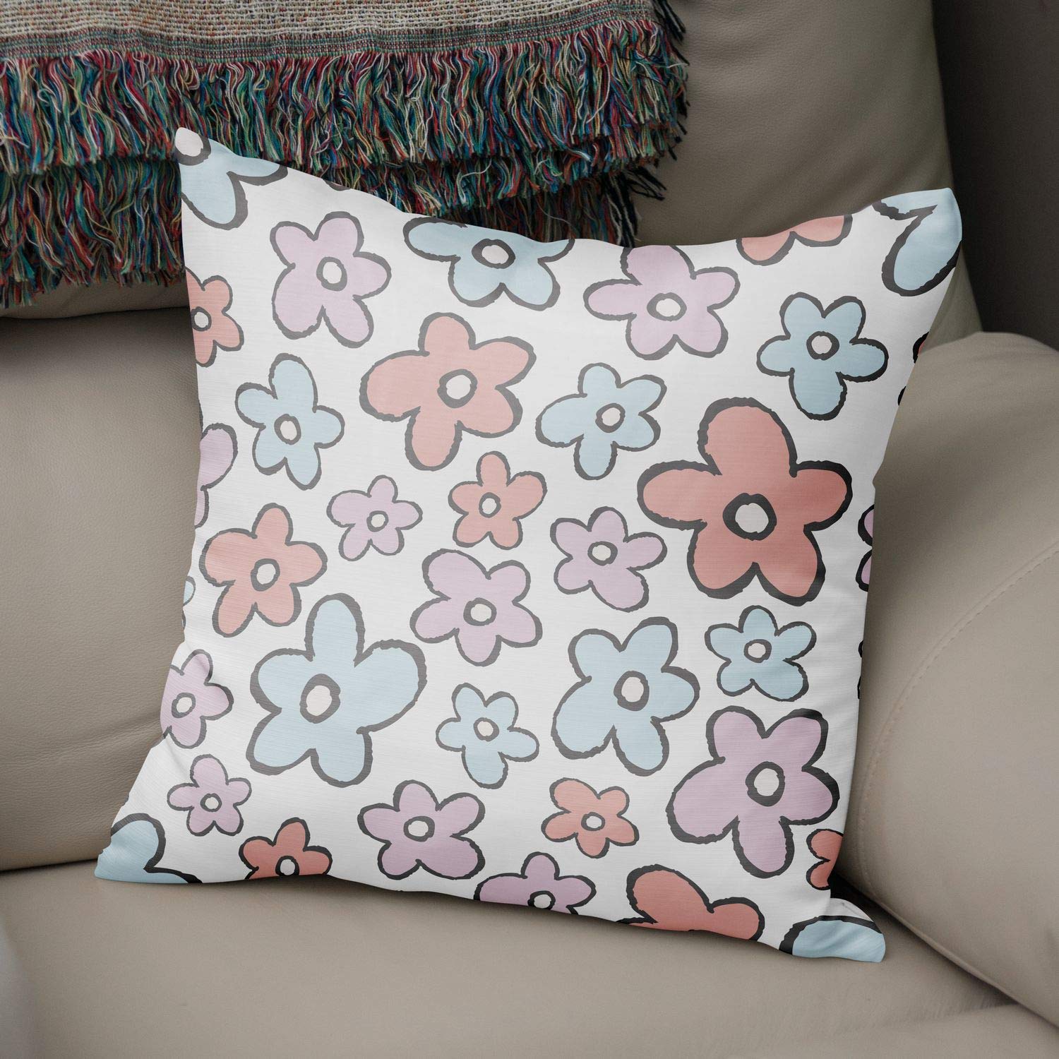 Bonamaison Decorative Cushion Cover Random Pattern, Throw Pillow Covers, Home Decorative Pillowcases for Livingroom, Sofa, Bedroom, Size:50x50 Cm - Designed and Manufactured in Turkey