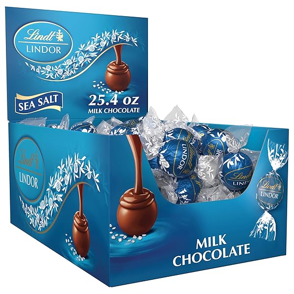 LINDT LINDOR SEA SALT MILK CHOCOLATE TRUFFLES, MILK...