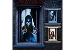 YUSPENYE 2 Pack of Halloween Women Ghost Curtain, Window Door Scary Cover, Halloween Decoration, Party Decors