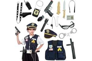JAZGROM Kids Police Officer Costume with Accessories Boys Girls Halloween Costumes Cop Uniform Role Play Toddler