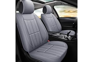 AOOG Leather Car Seat Covers, Leatherette Automotive Vehicle Cushion Cover for Cars SUV Pick-up Truck, Universal Non-Slip Vehicle Cushion Waterproof Protectors Interior Accessories, Front Pair
