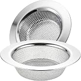 LASSHSWA 2 Pcs Kitchen Sink Strainer Stainless Steel, Mesh and Punching, Kitchen Sink Drain Strainer, Sink Strainers with Large Wide Rim 4.5" Diameter for Kitchen Sinks