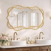 Besdomus Bathroom Gold Wall Mirror: 30"x48" Antique Large Mirror for Wall - Vertical or Horizontal Hanging - Home Decor for B