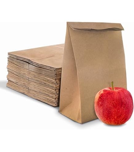 12lb Kraft Paper Bags 25-Pack - 7.85x5x12 Inch Brown Lunch Bags Eco-Friendly