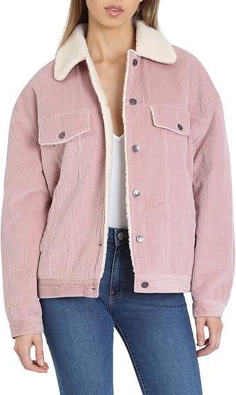 corduroy trucker jacket with faux shearling collar
