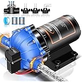 Upgraded 12 Volt Water Pump, 7GPM 70PSI, Five Chamber Self-Priming Diaphragm 12V DC RV Fresh Pump with Heavy Duty Pressure Switch &amp; Strainer for Marine, Yacht, Caravan, Camper