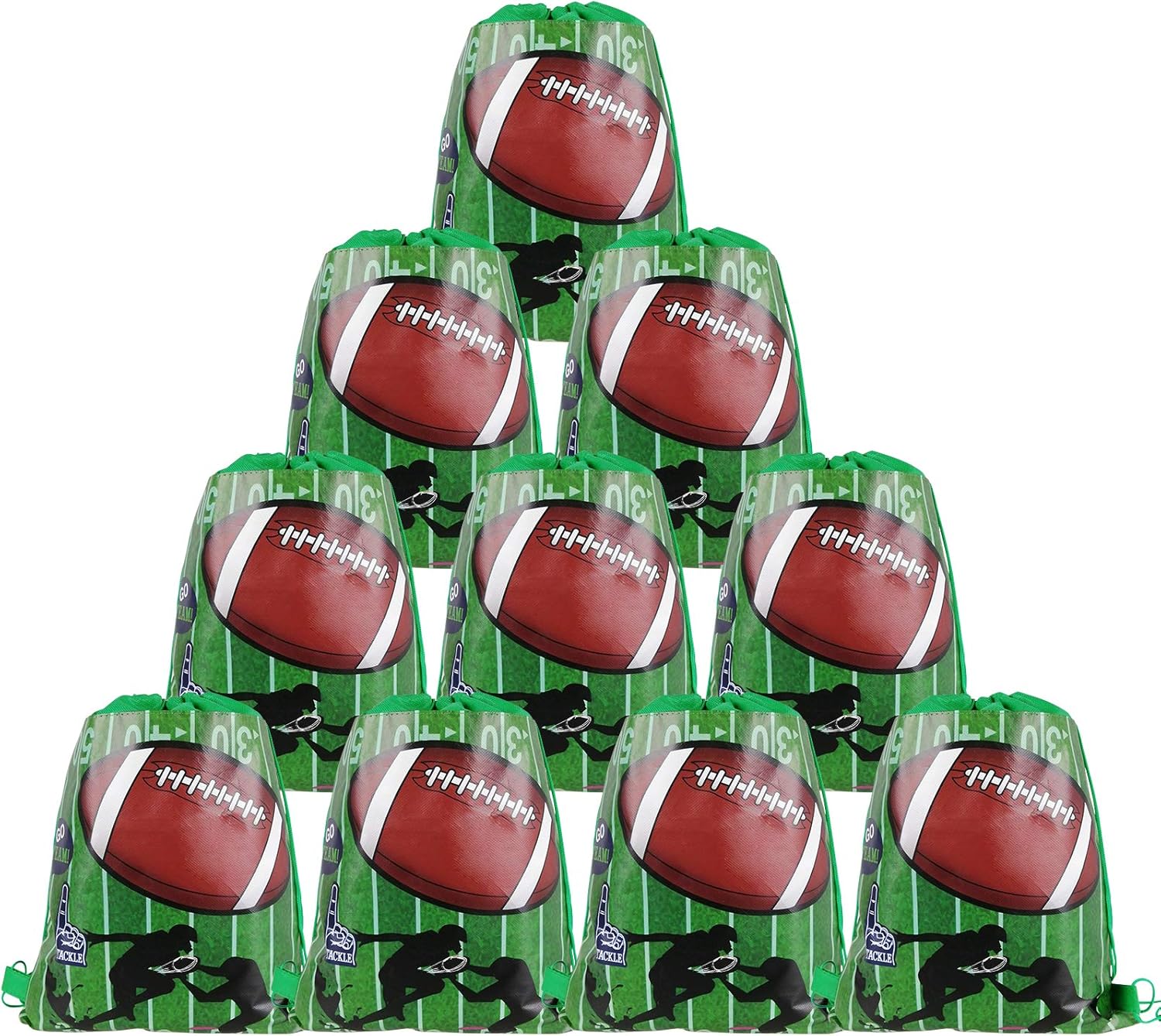 Cieovo 12 Pack Football Party Favor Goodie Bags, Treat Gift Drawstring Bag Football Backpack for Football Sports Theme Birthday Baby Shower Party Decoration Supplies: Toys & Games