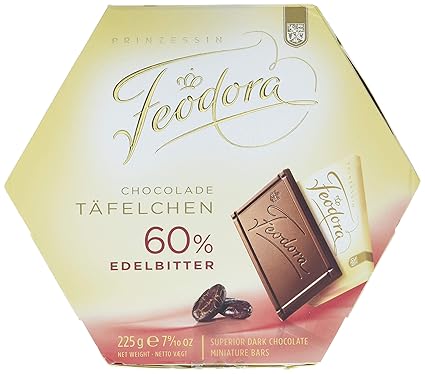 Feodora Schokolade Täfelchen 60 Prozent Edelbitter, 4er Pack (4 x 225 g)