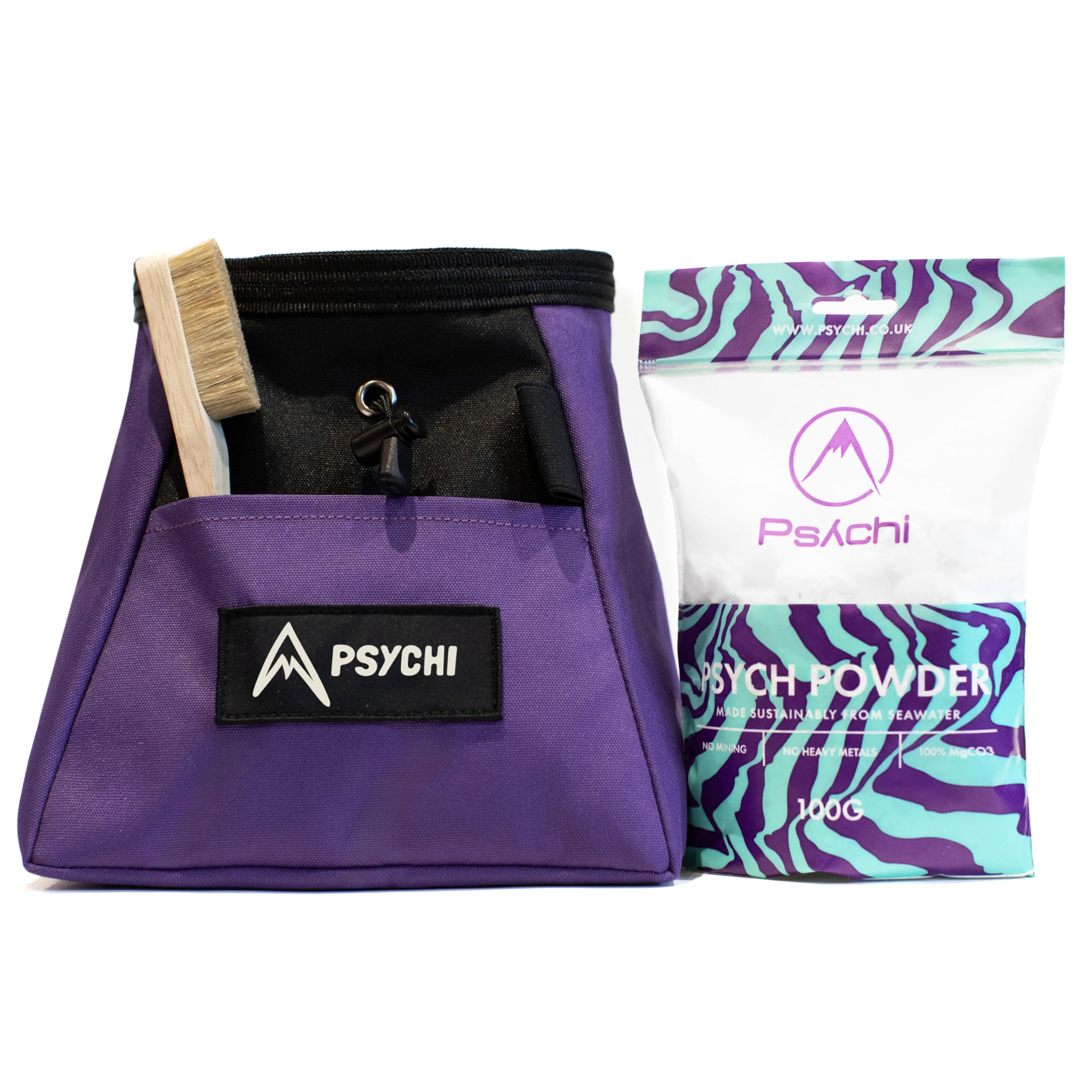 Psychi OG Chalk Bucket Starter Pack Bundle for Rock Climbing Bouldering Gym (Purple)