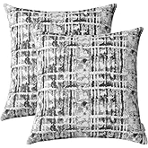 ROMANDECO Jacquard Decorative Throw Pillow Covers for Couch Set of 2, 18x18 Inches, Grey