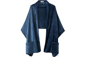 Keyocean Fleece Wrap Shawl with Large Front Side Pockets for Fall Winter