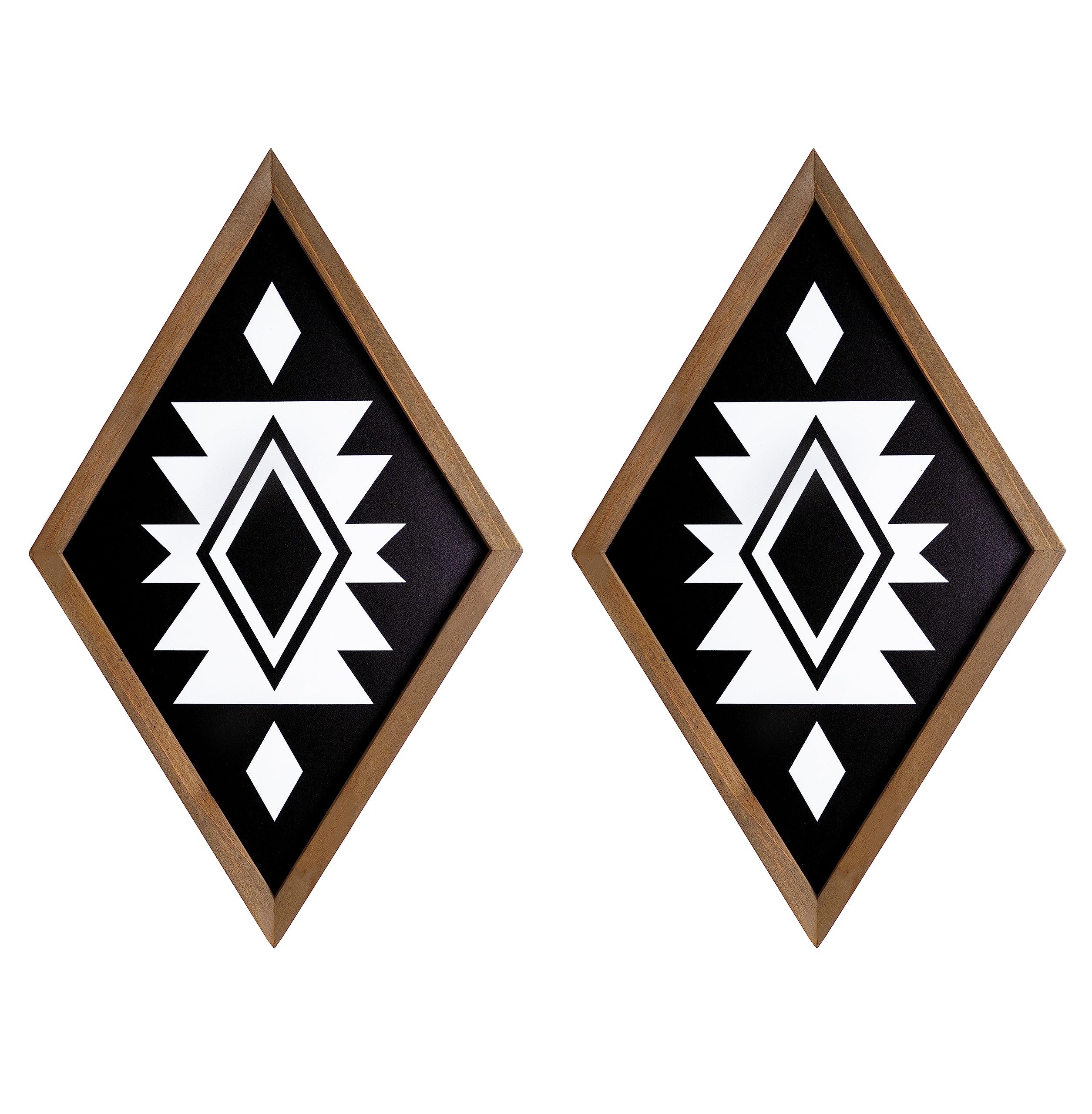 Photo 1 of flangairy Aztec Wall Decor, Western Wall Art Wood Southwestern Native American Boho Black White Bathroom Bedroom Room Wooden Diamond Geometric Modern Rustic Farmhouse Home Decoration