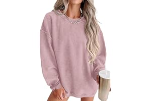 Caracilia Womens Oversized Sweatshirt Sweater Crewneck Long Sleeve Ribbed Corduroy Casual Pullover 2024 Fall Fashion Clothes