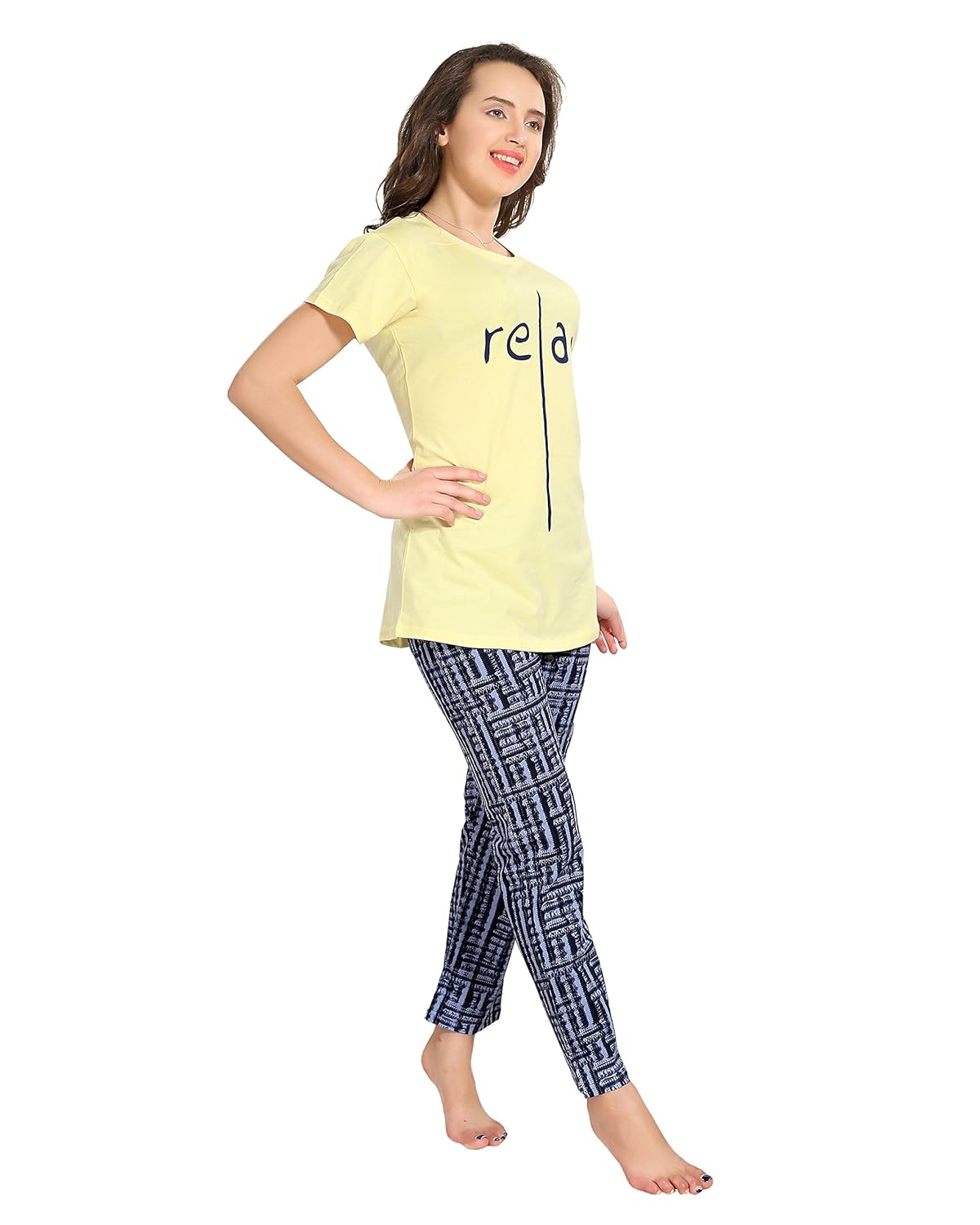 av2 women printed 3/4th sleeve top and pyjama nightwear set