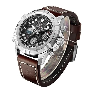 Herren Sport Analog Quarz Armbanduhr Dual Display Wasserdicht Digital Uhren mit LED-Hintergrundbeleuchtung Multifunktional Gr