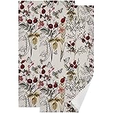 HATESAH 2 Pack Vintage Floral Leaves Hand Towels for Bathroom,Soft Absorbent Spring Burgundy Red Wildflower Butterfly Decorative Guest Face Bathroom Towels,Quick Dry Farmhouse Kitchen Towels 14"x28"