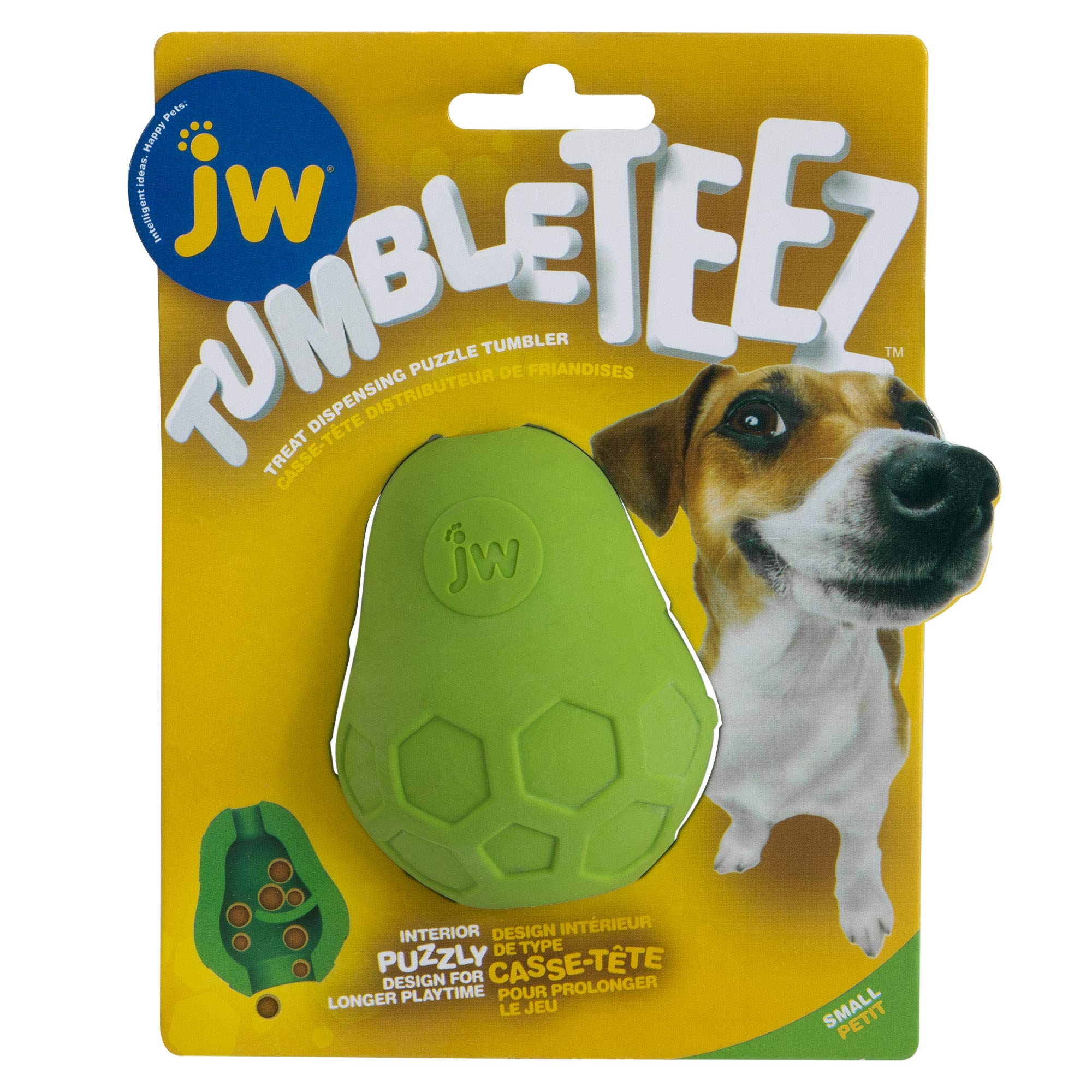 JW Tumble Teez Dog Toy Treat Dispenser Interactive Toy for Dogs Slow Release Treat - Small - Green